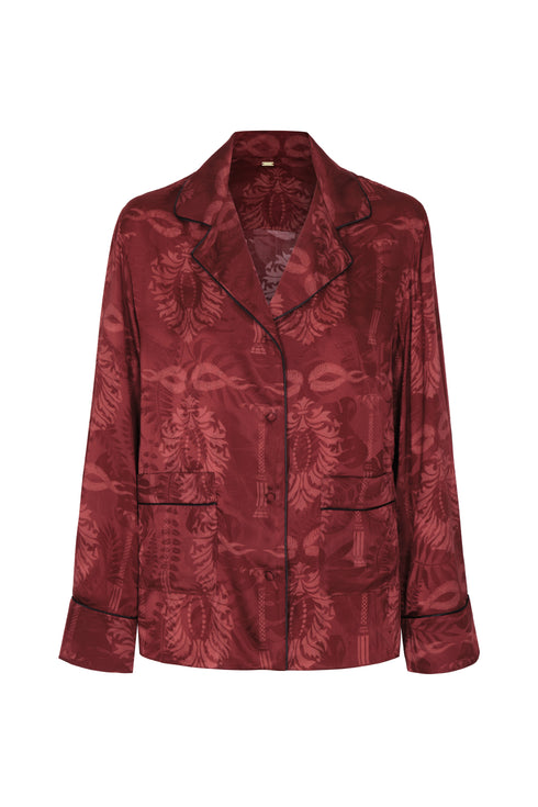 Noches de Luna Silk Jacquard Blouse / Wine
